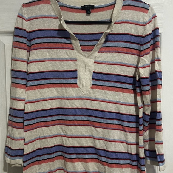 Talbots Women's Striped 3/4-Sleeve Knit Top Sweater- Red, Blue, Cream Sz. Small - Picture 5 of 7
